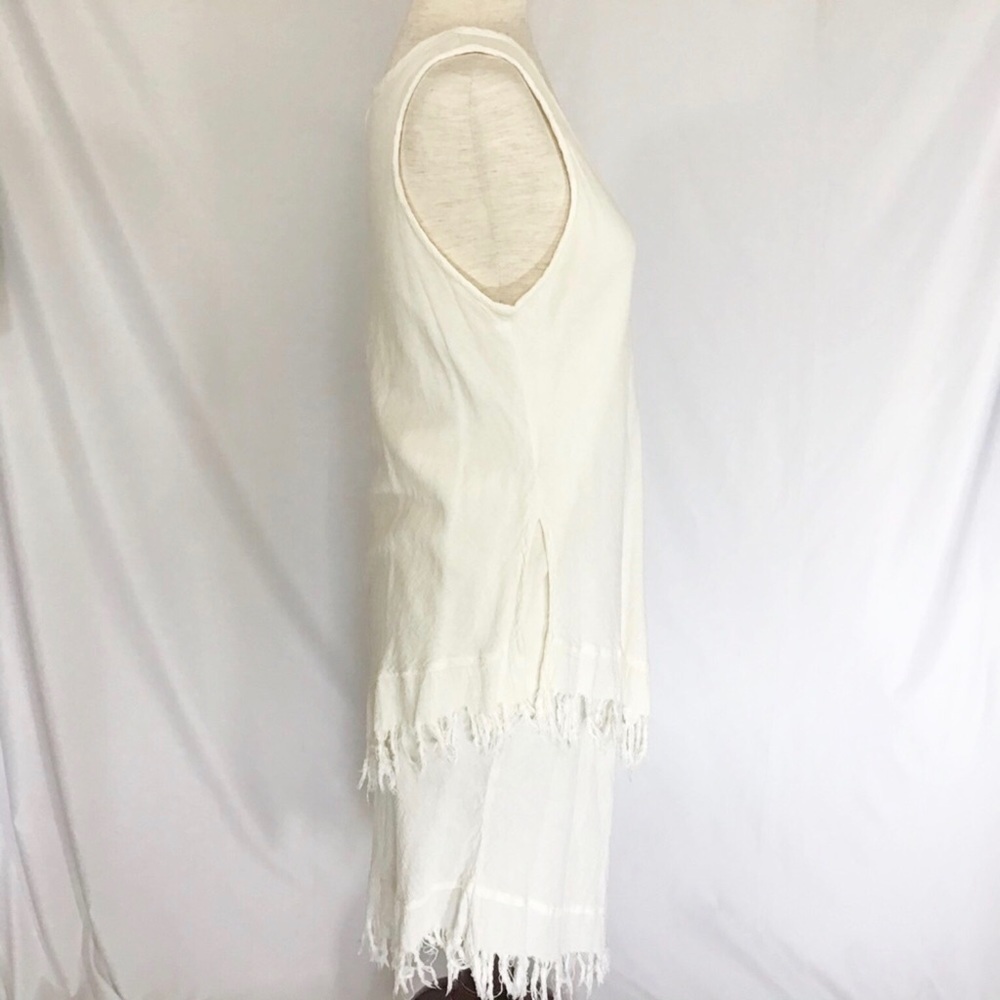 Vtg Jennifer McNeill Dress Size S Natural White Textured 100% Cotton Fringe Boho - Picture 4 of 9